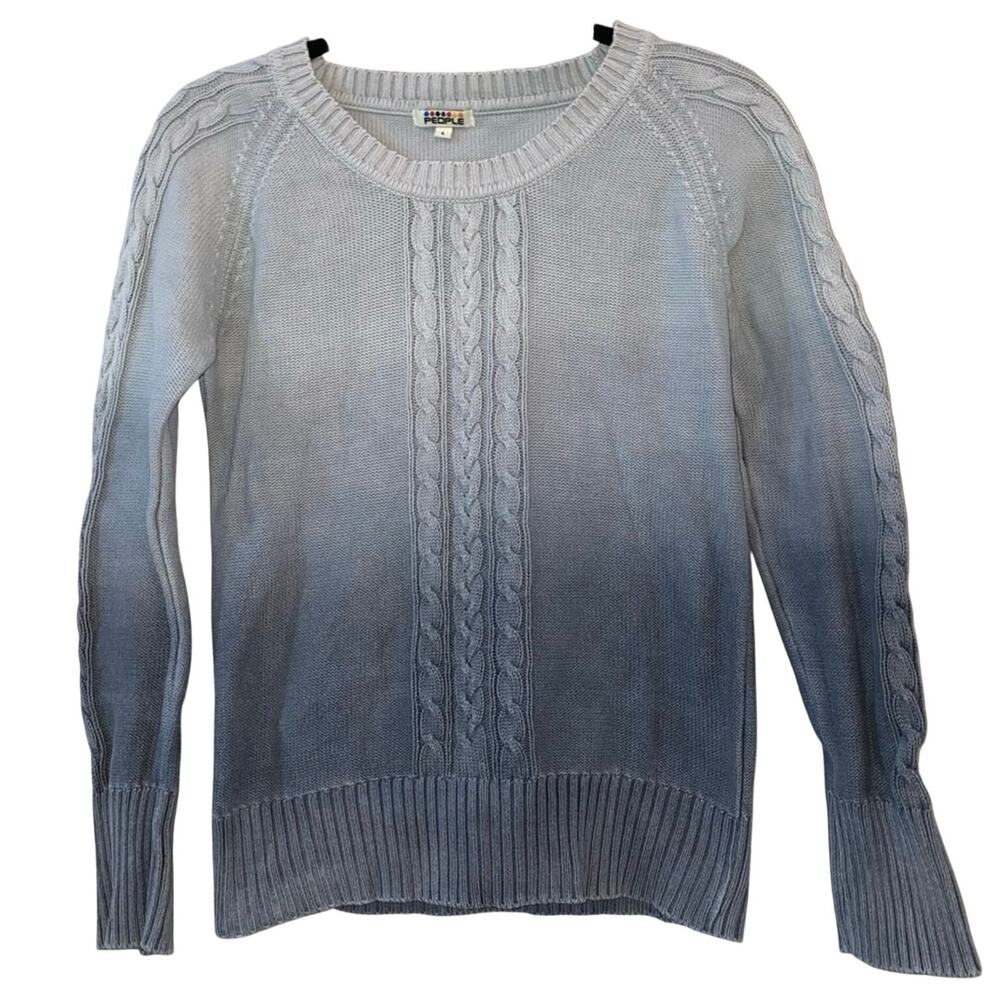 People Ombre Cable Knit Sweater Large (Fits Small) Blue Gray‎